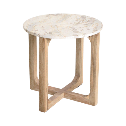 Marmurowy stolik pomocniczy Créme - 50x50x50 cm Surowce