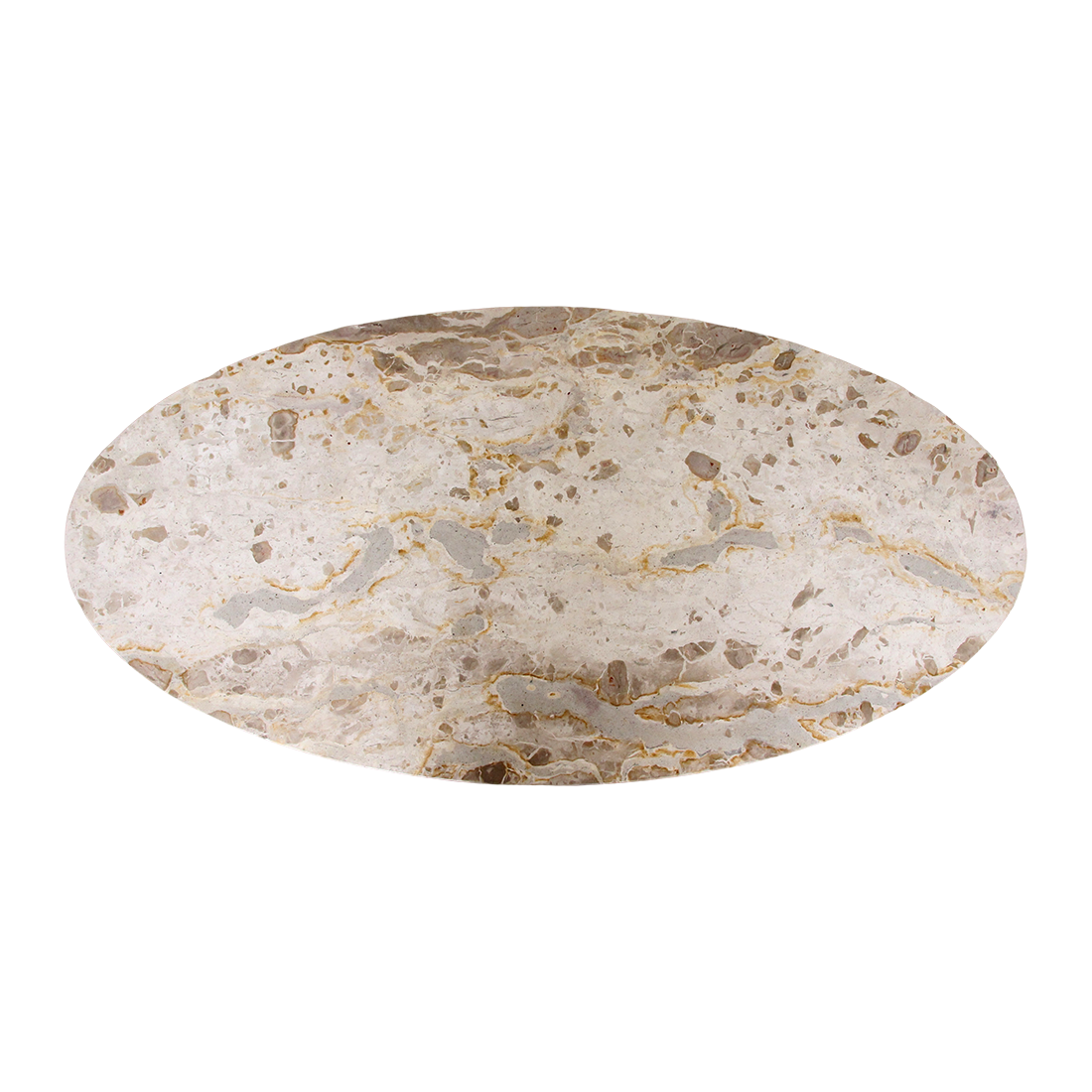 Owalny stolik kawowy z marmuru, kremowy, Raw Materials