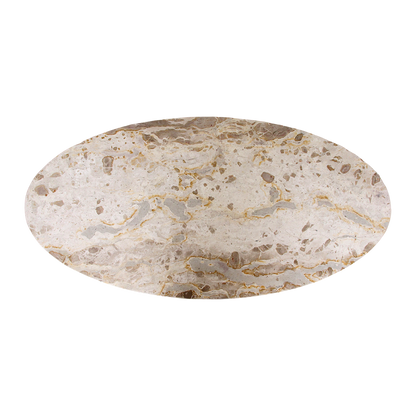 Owalny stolik kawowy z marmuru, kremowy, Raw Materials
