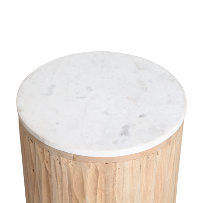 Okrągły stolik pomocniczy Malakka Marmur Biały Raw Materials
