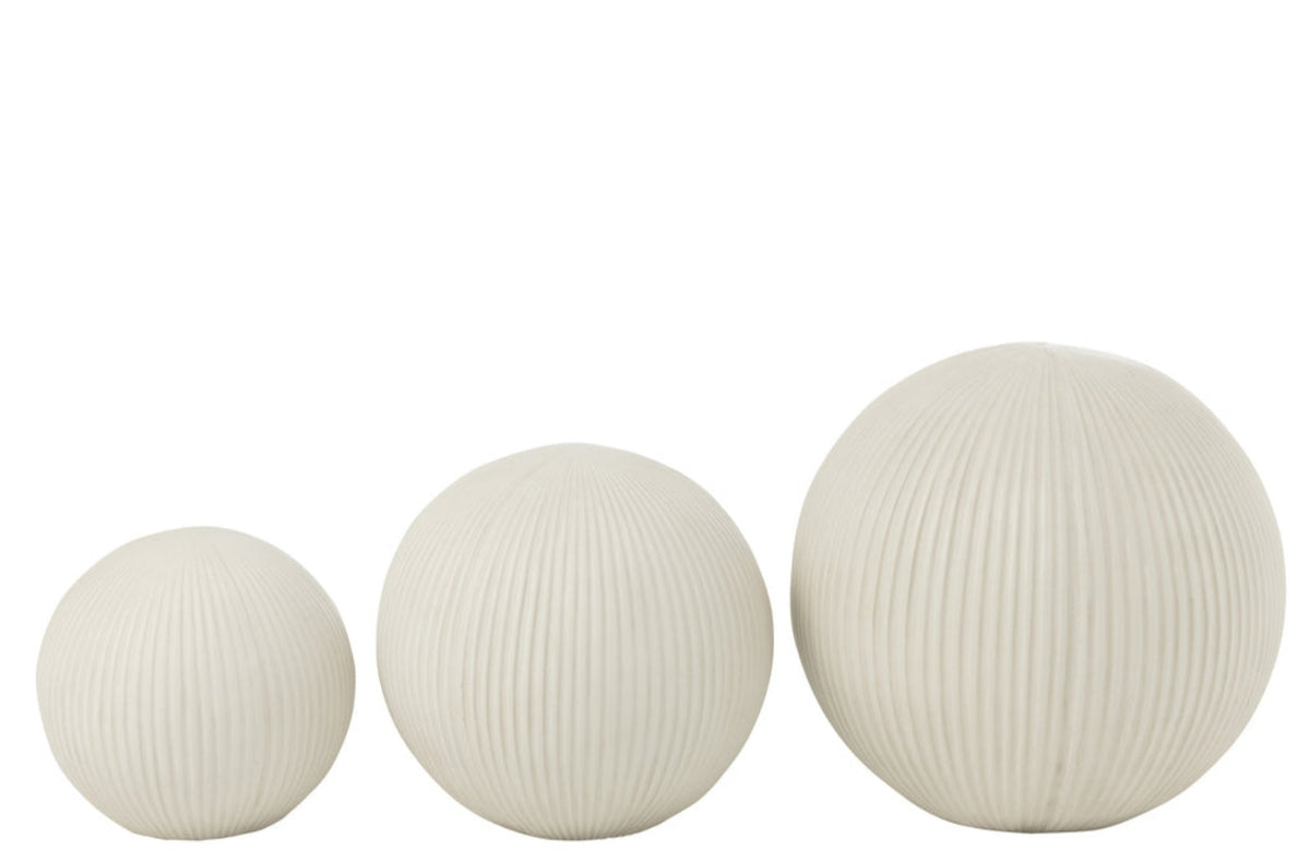 Bal Deco Klei Wit Small 24.5x24.5x22.5cm - Buiten-divers - J-Line - livinglovely.nl