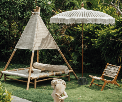 Bali Parasol - Macrame - Créme - 180cm - Parasol - Todo Bien - livinglovely.nl
