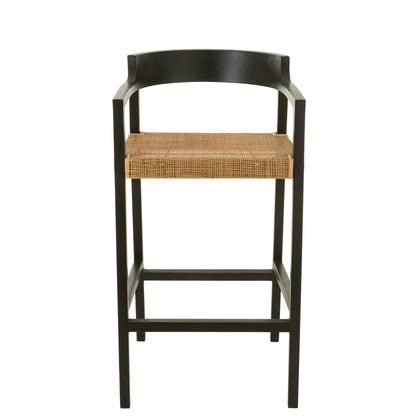 Barstoel Emma Teakhout Zwart Bruin J-Line - Barkruk - J-Line - livinglovely.nl