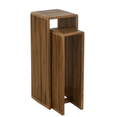 Bijzettafel Kubus Gerecycleerd Teak Naturel Set van 2 - Zuil - J-Line - livinglovely.nl
