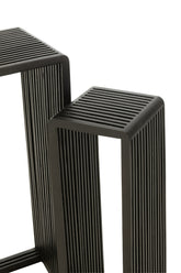 Bijzettafel kubus Gerecycleerd Teak Zwart Set van 2 - Zuil - J-Line - livinglovely.nl