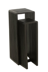 Bijzettafel kubus Gerecycleerd Teak Zwart Set van 2 - Zuil - J-Line - livinglovely.nl
