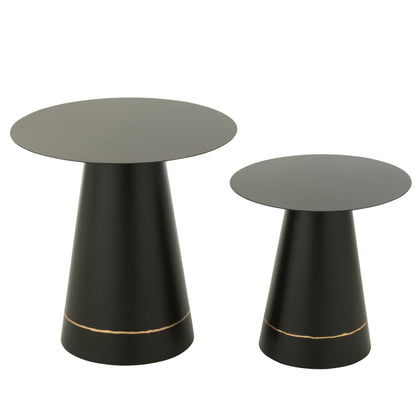 Bijzettafel Metaal Zwart/Goudkleurig Set van 2 J-Line - Bijzettafel - J-Line - livinglovely.nl