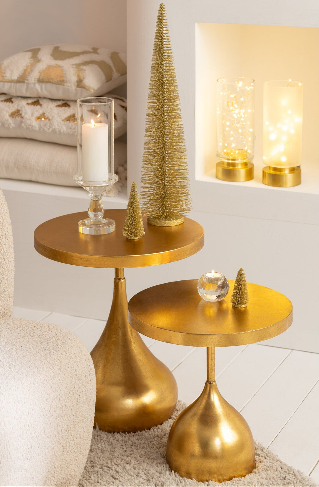 Stoliki boczne Druppel Metal Gold Zestaw 2 szt. J-Line