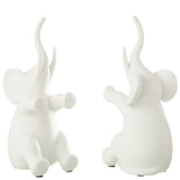Boekensteun Olifant Zittend Polyresin Wit Set - Boekensteun - J-Line - livinglovely.nl