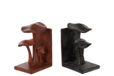 Boekensteun Paddenstoel Polyresin Roestbruin/Zwart Set van 2 - Boekensteun - J-Line - livinglovely.nl