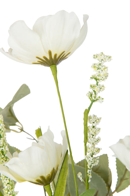 Bouquet Mix Flowers Artificial White - Kunstbloem - J-Line - livinglovely.nl