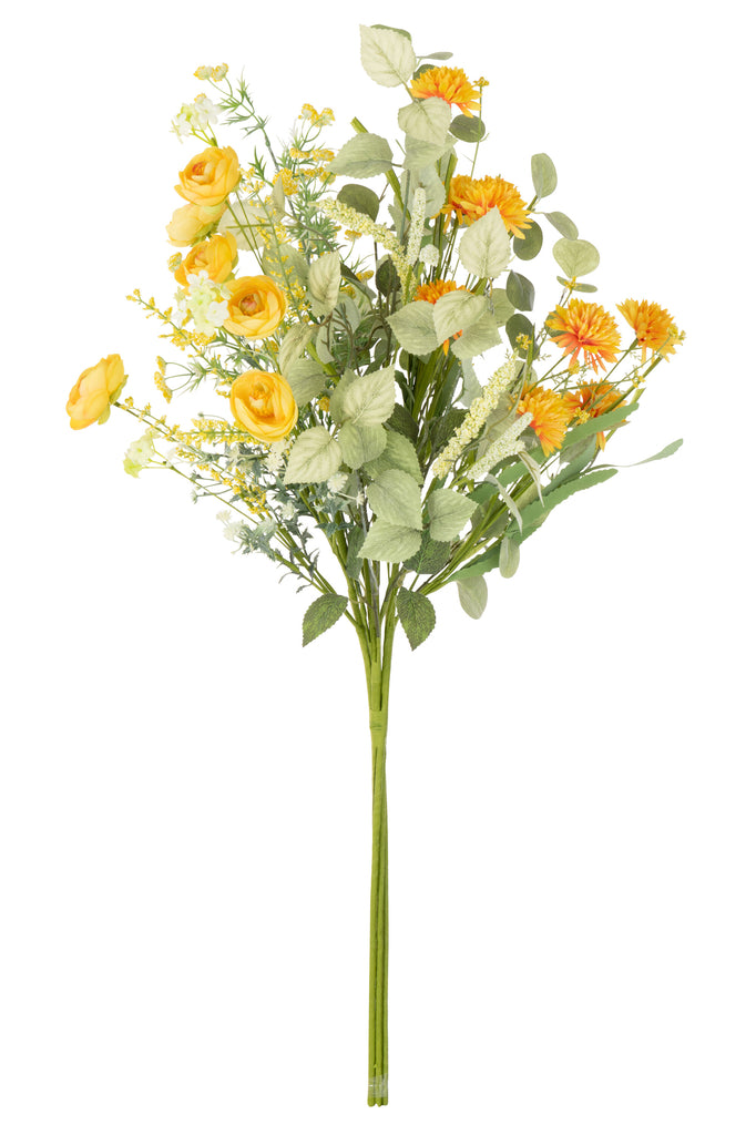 Bouquet Mix Flowers Artificial Yellow - Kunstbloem - J-Line - livinglovely.nl