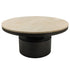 Bregt Salontafel Hoog Beige Marmer van PTMD, rond beige marmeren blad op zwart onderstel