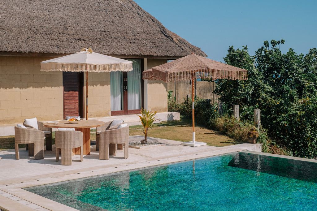 Canvas Parasol - Touwfringe Créme - 250cm - Parasol - Todo Bien - livinglovely.nl
