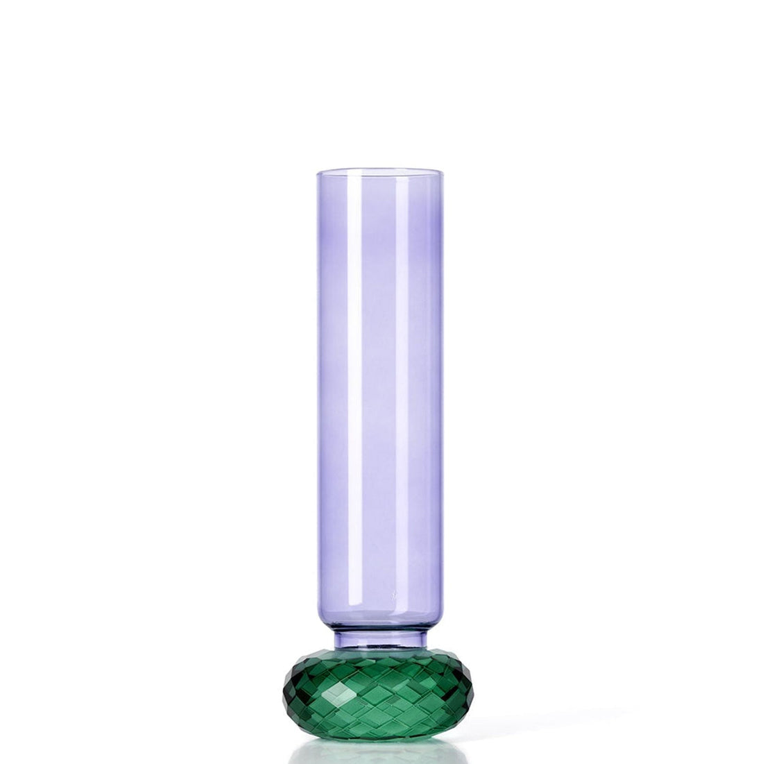 De Violet Quartz Vaas Paars Groen van Bazar Bizar, vooraanzicht van de vaas van paars en groen gerecycled glas