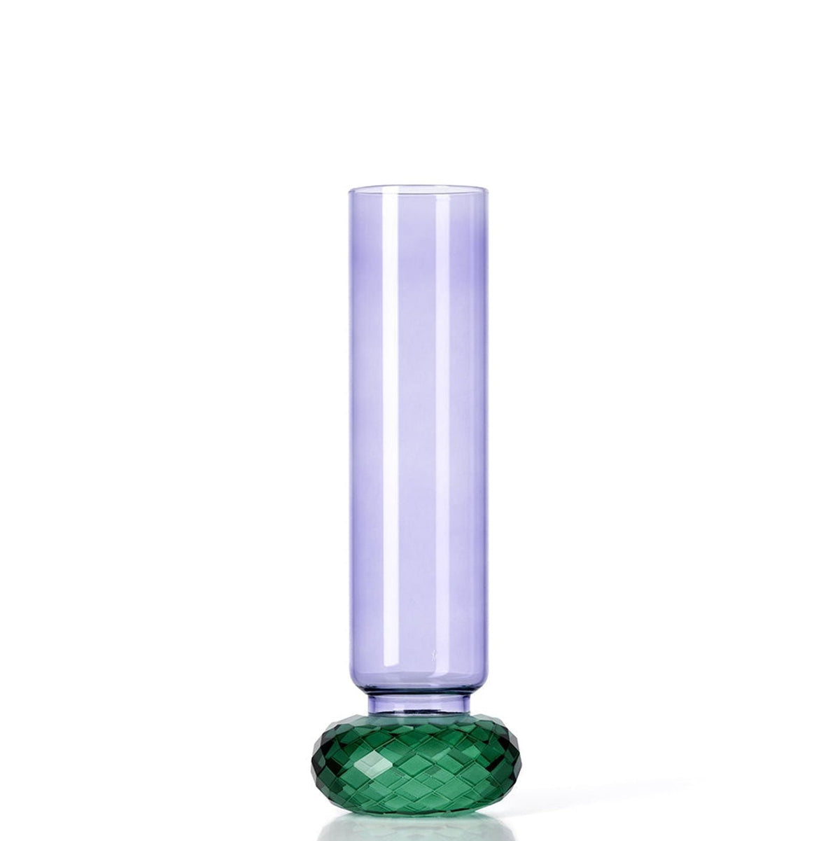 De Violet Quartz Vaas Paars Groen van Bazar Bizar, vooraanzicht van de vaas van paars en groen gerecycled glas