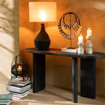Decoratie Op Voet Schelp Zwart - Ornament - J-Line - livinglovely.nl