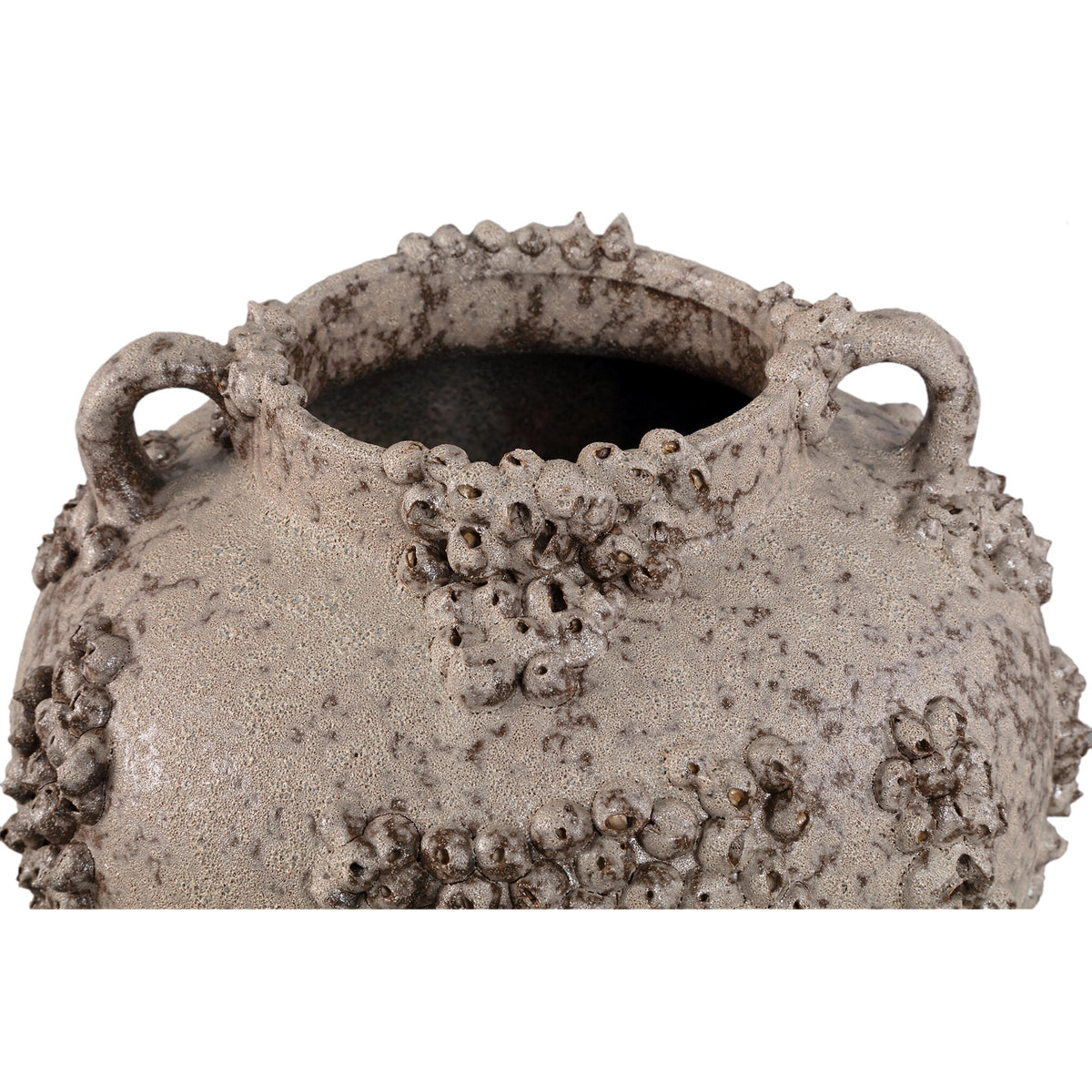 Deisy Beige Ceramic Jar With Handles Rough Coral S van PTMD, detail van de ruwe koraalstructuur
