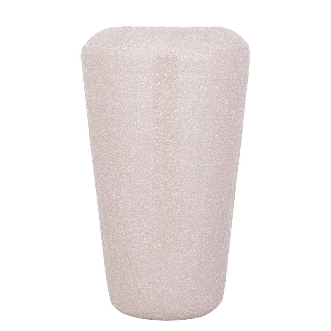 Dezia Pot Beige Mozaïek Hoog Large van PTMD, vooraanzicht van de hoge ijzeren pot met beige mozaïek op wit