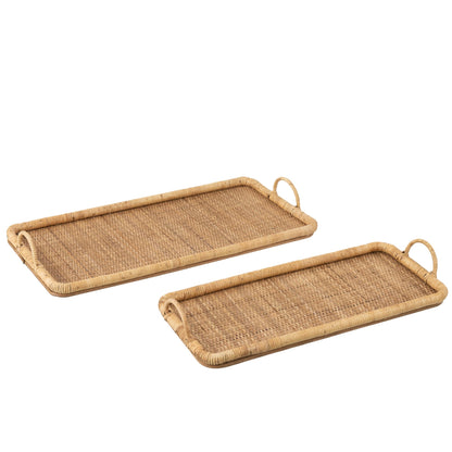 Tace prostokątne rattan/metal naturalne zestaw 2 szt. J-Line