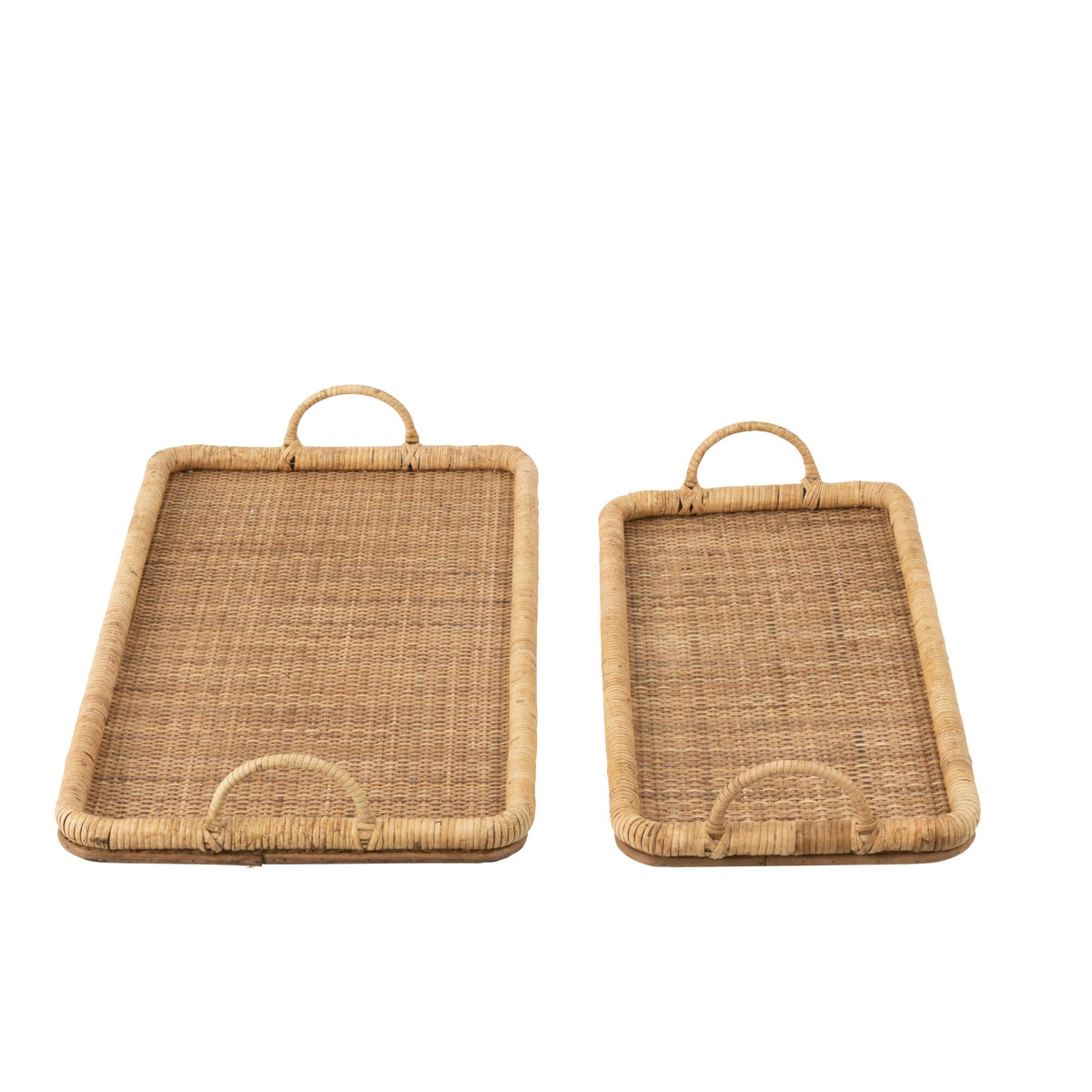 Tace prostokątne rattan/metal naturalne zestaw 2 szt. J-Line