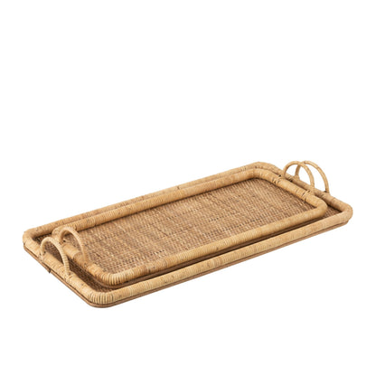Tace prostokątne rattan/metal naturalne zestaw 2 szt. J-Line