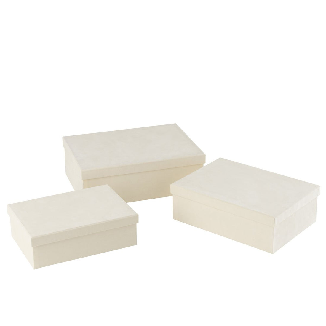 Dozen Rechthoekig Fluweel Papier Wit Set van 3 - Cadeauverpakking - J-Line - livinglovely.nl