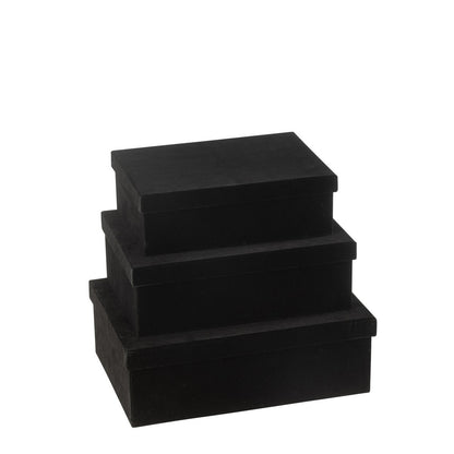 Dozen Rechthoekig Fluweel Papier Zwart Set van 3 - Cadeauverpakking - J-Line - livinglovely.nl