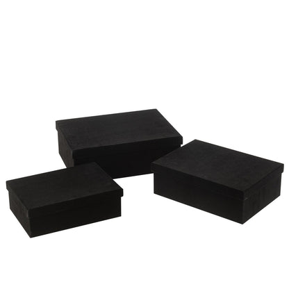 Dozen Rechthoekig Fluweel Papier Zwart Set van 3 - Cadeauverpakking - J-Line - livinglovely.nl