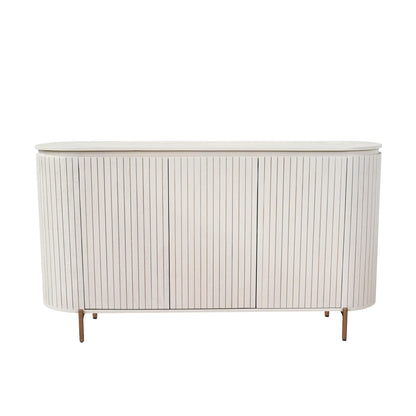 Dressoir Solana van Starfurn in zandkleurig mangohout van 165 cm breed met drie deuren