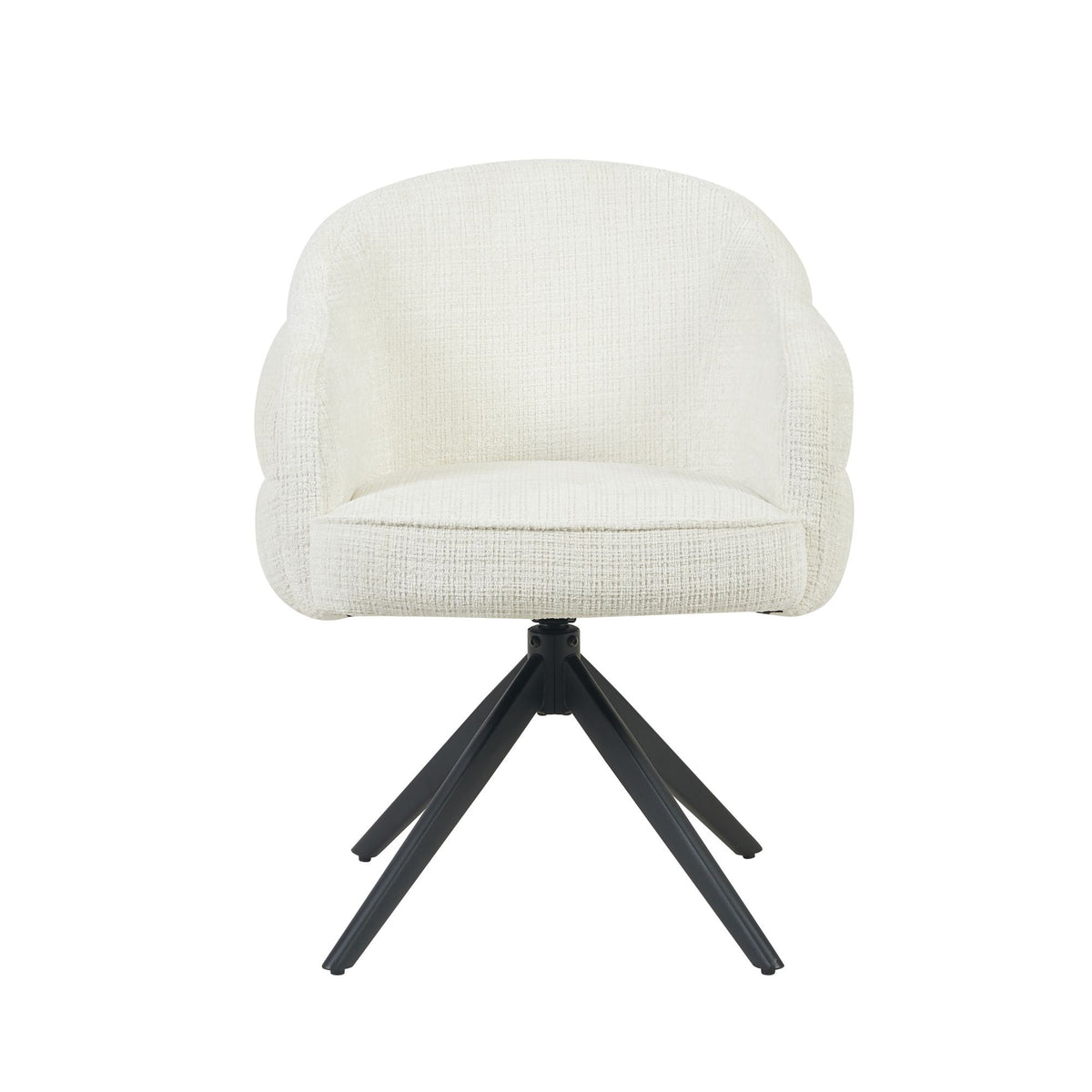 Eetkamerstoel Bella Off White van Starfurn met afgeronde rugleuning en subtiele banen