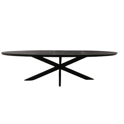 Zwarte ovale eettafel Brandy 240 cm van Starfurn met massief mangohouten blad