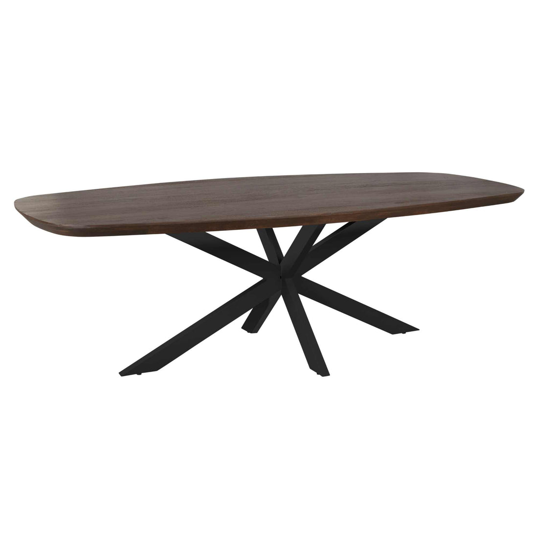Eettafel Madison Deens Ovaal 200cm van Starfurn in bruin mangohout met zwart metalen onderstel