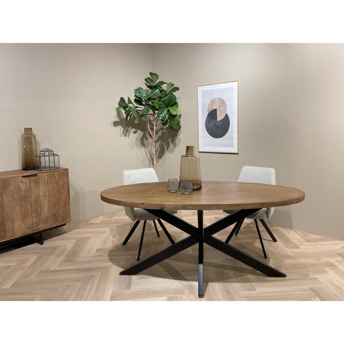 Eettafel Rocky 240cm in Pecan, detail van het blad