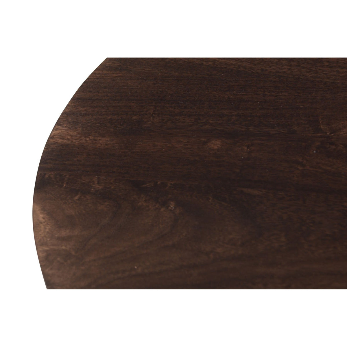 Detail van de nerf en de afgeronde bladrand in Walnut mangohout