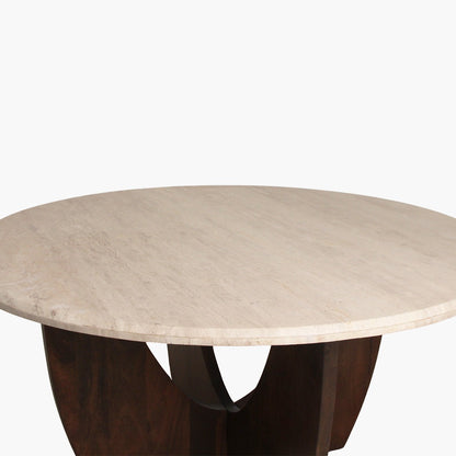 Eettafel Travertin Ronde Bruin Onderstel Raw Materials 120cm - Eetkamertafel - Raw Materials - livinglovely.nl