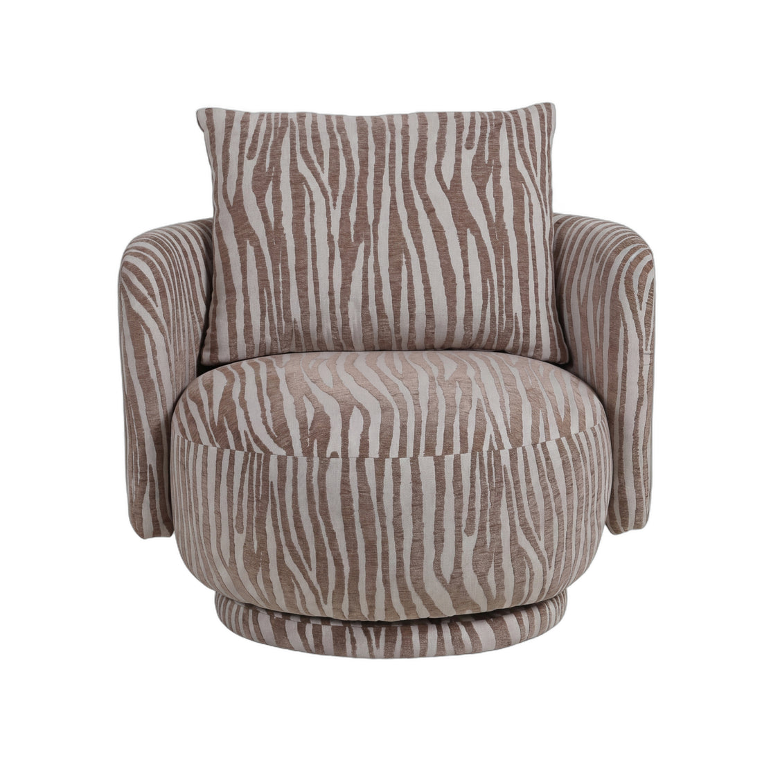 Elin Fauteuil Beige Golvende Lijnen Rond van PTMD, vooraanzicht van de ronde beige fauteuil
