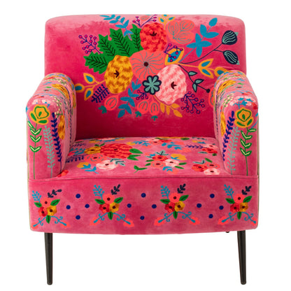 Fauteuil Bloemen Mangohout Fuchsia J-Line