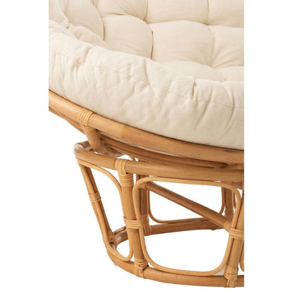 Fauteuil Roni Met Kussen Rotan Naturel/Wit J-Line