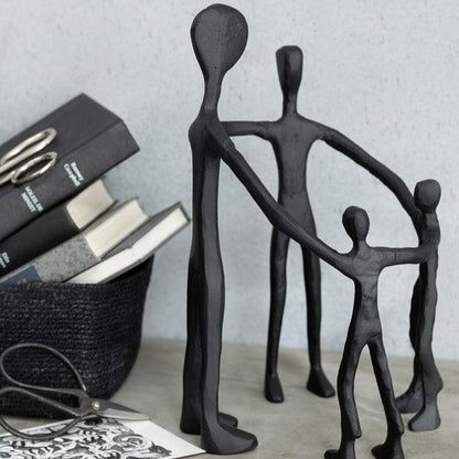 Figuur Familie Kring Aluminium Zwart - Beeld - J-Line - livinglovely.nl