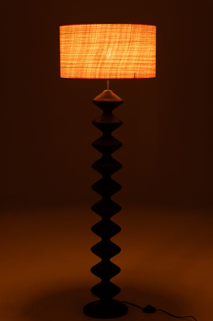 Floor Lamp Caterpillar Poplar Wood Black/Natural - - J-Line - livinglovely.nl