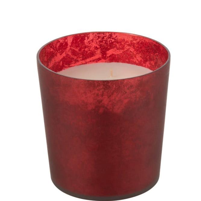 Geurkaars Deluxe Glas Rood Medium 80uur - Geurkaars - J-Line - livinglovely.nl
