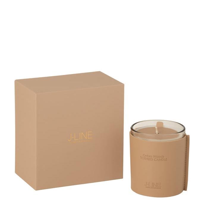Geurkaars Leder Bruin 40uur J-Line