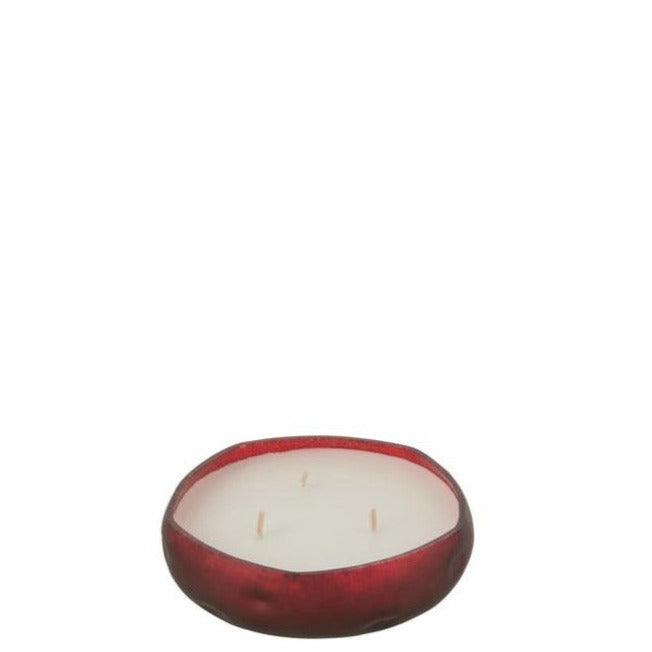 Geurkaars Livia Glas Rood Small-15u - Geurkaars - J-Line - livinglovely.nl