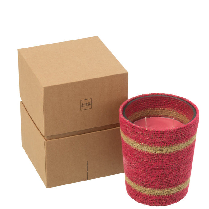Geurkaars Mand Wax Fuchsia Medium -55 Uur - Geurkaars - J-Line - livinglovely.nl