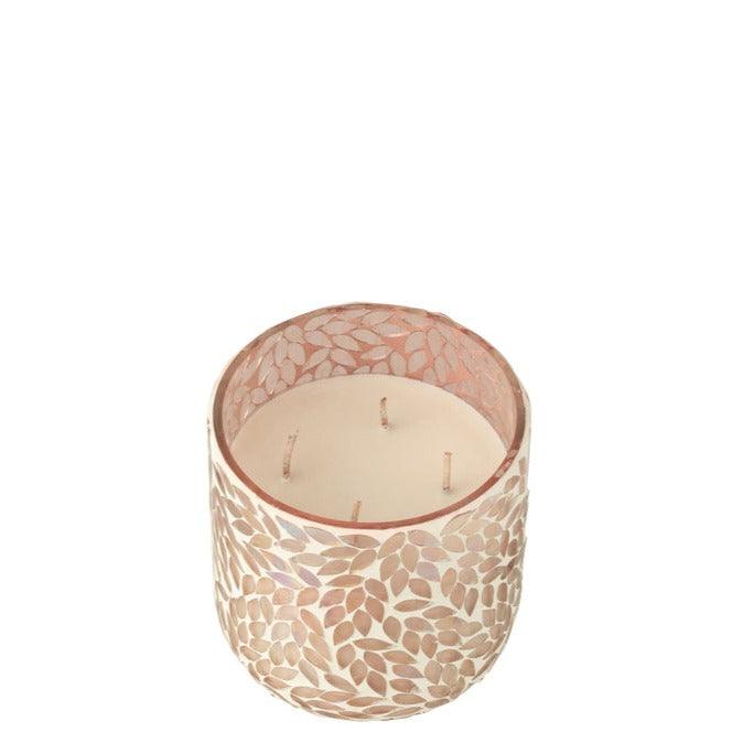 Geurkaars Tender Rose Wax Roze Medium - 70u - Geurkaars - J-Line - livinglovely.nl