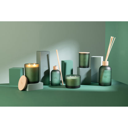 Complete Accords Essentiels Bois Givré collectie van J-Line met geurkaarsen en geurstokjes