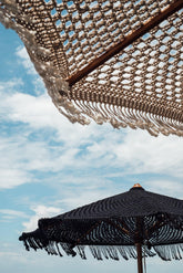 Handgeknoopte Parasol - Fringe Crème 250cm - Handgeknoopte parasol - Todo Bien - livinglovely.nl