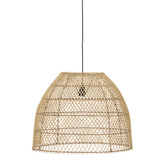 Hanglamp Mijas van MUST Living, klokvormige kap van naturel pitriet in open ruitpatroon