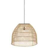 Rotan hanglamp Mijas van MUST Living vanuit een andere hoek, met zwart snoer en fitting
